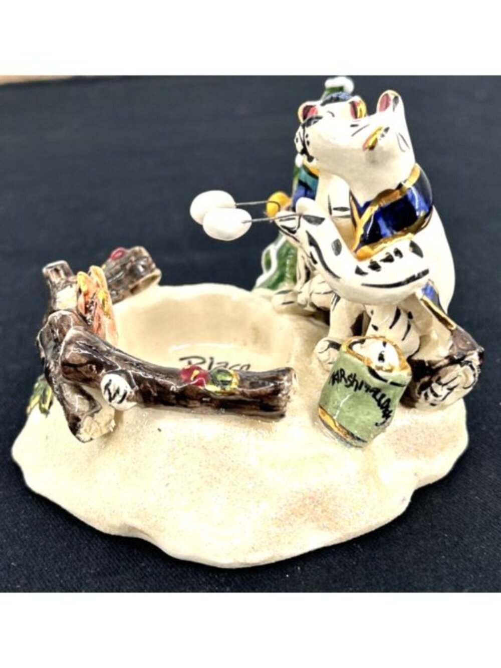 Blue Sky Tea Light Candle Bears Roasting Marshmallows Camp Fire 3" - Picture 6 of 7